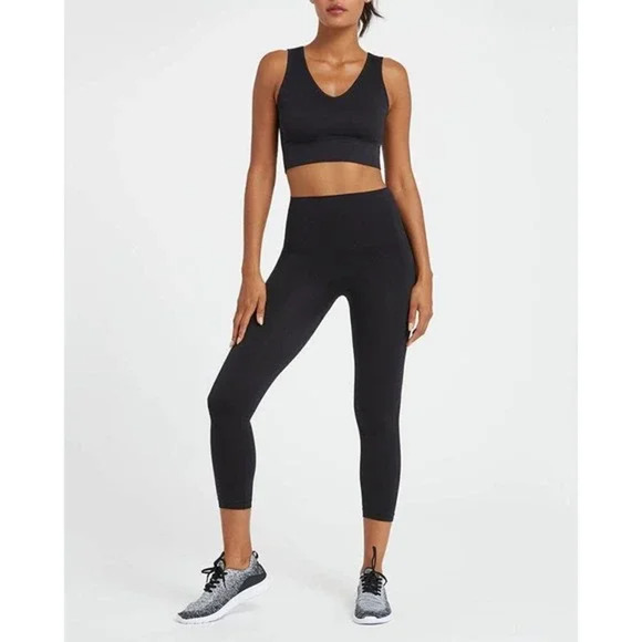 SPANX Leggings Small Black Crop Seamless Look at Me Now High Rise Shapewear - Picture 11 of 11